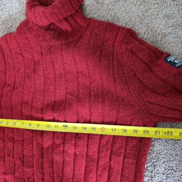 Vintage Y2K Abercrombie and Fitch Mens M Lambs Wool Ribbed Fisherman Sweater Red - Picture 8 of 9